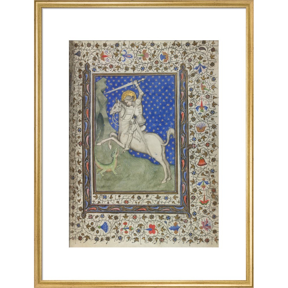 St George and the Dragon print in gold frame