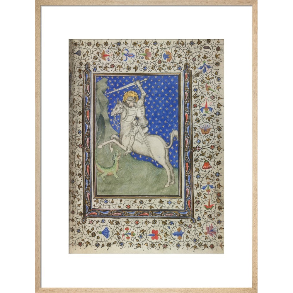 St George and the Dragon print in natural frame