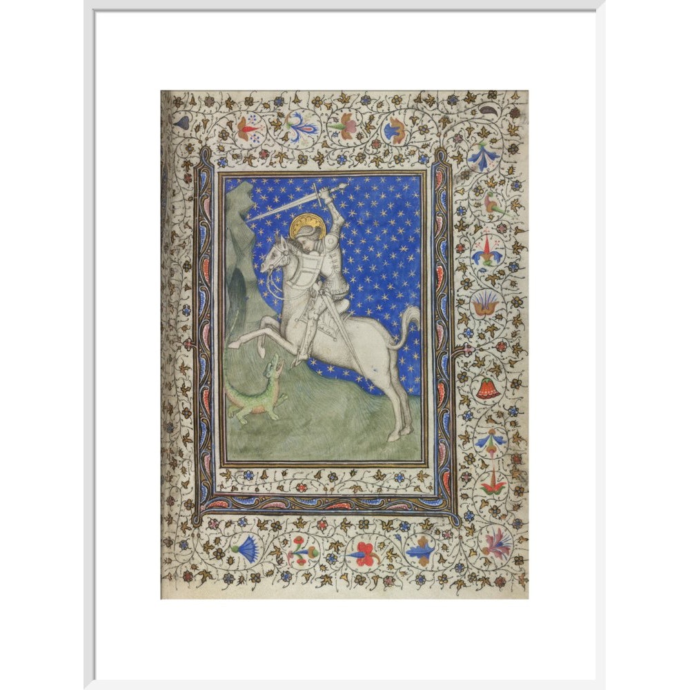 St George and the Dragon print in white frame