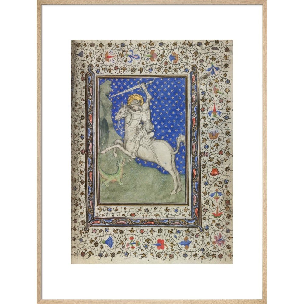 St George and the Dragon print in natural frame