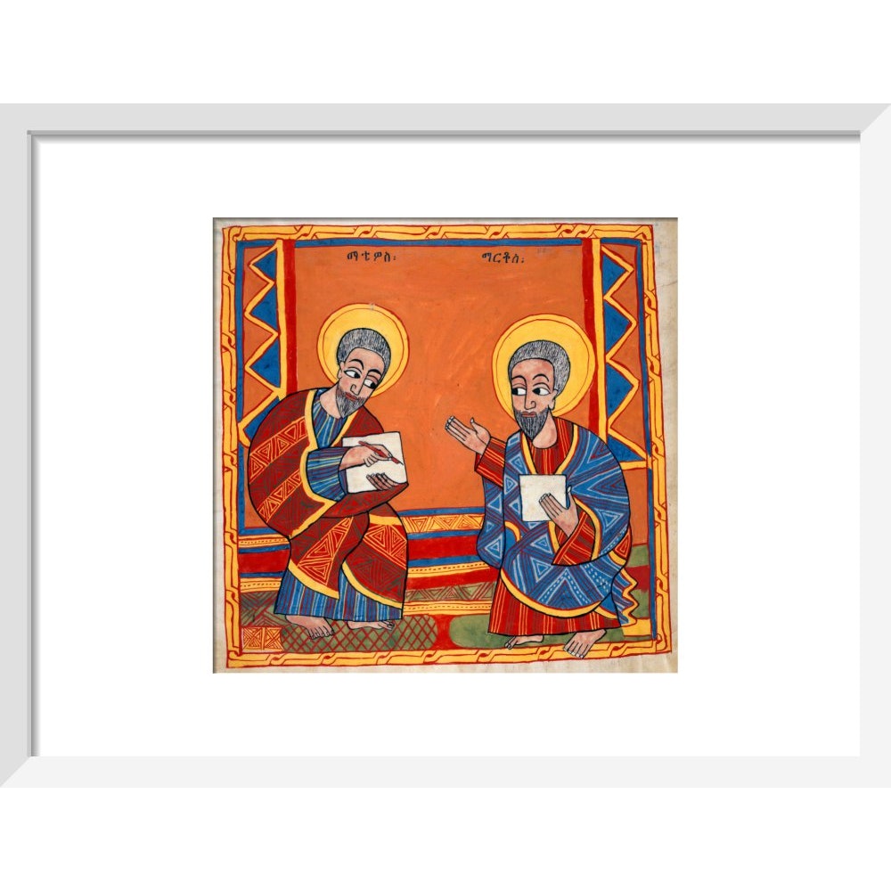 Saint Luke and Saint John the Evangelists print in white frame