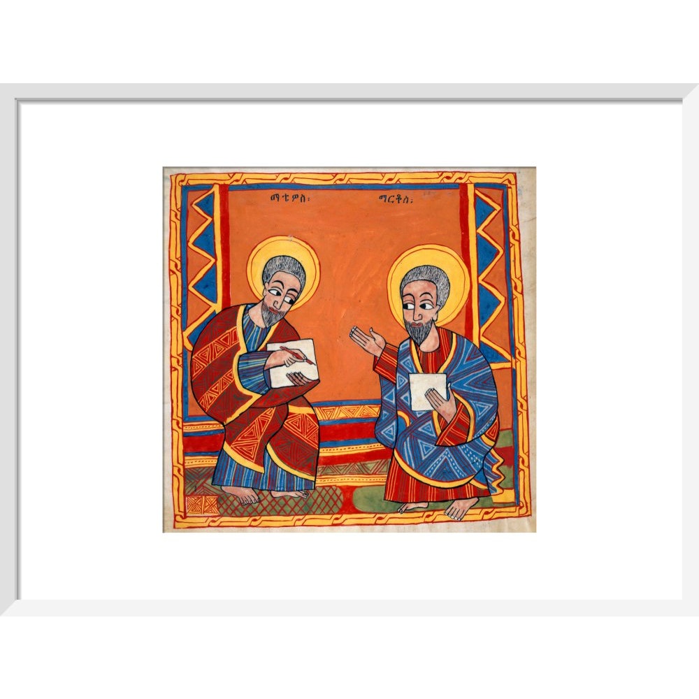 Saint Luke and Saint John the Evangelists print in white frame