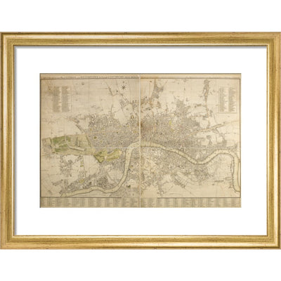 Cary Map of London and Westminster print in gold frame
