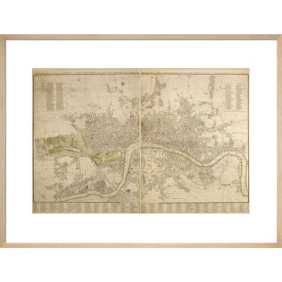 Cary Map of London and Westminster print in natural frame