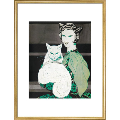 Green-eyed Cat print in gold frame