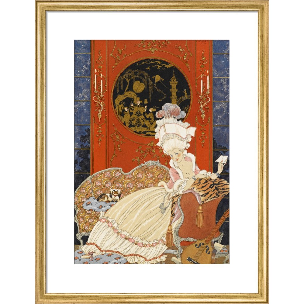 Lettre print in gold frame