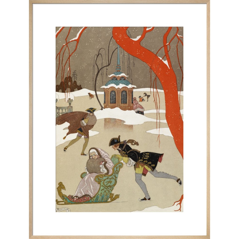 Skating print in natural frame