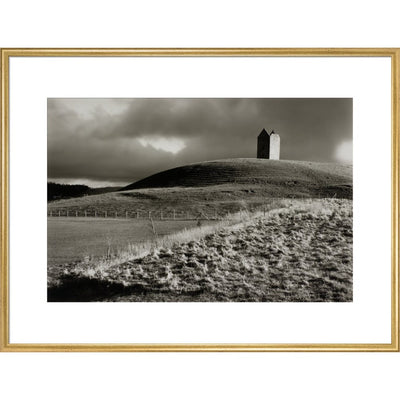 Stone Tower print in gold frame