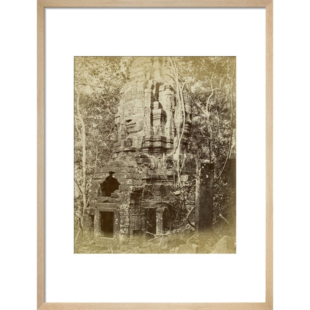 Tower of Prea Sat Ling Poun print in natural frame