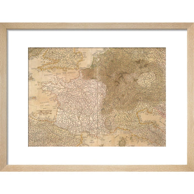 Map of Europe print in natural frame