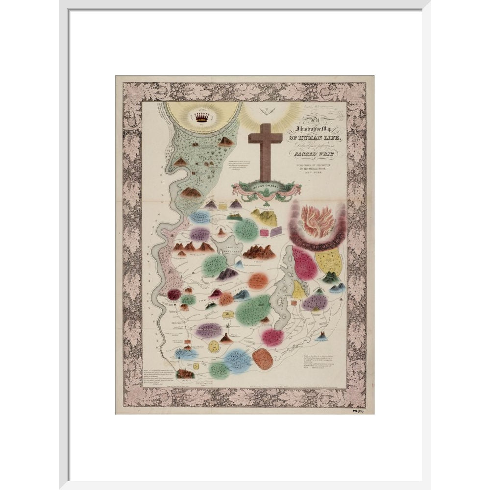Map of Human Life print in white frame