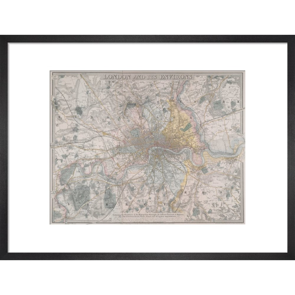 Map of London print in black frame