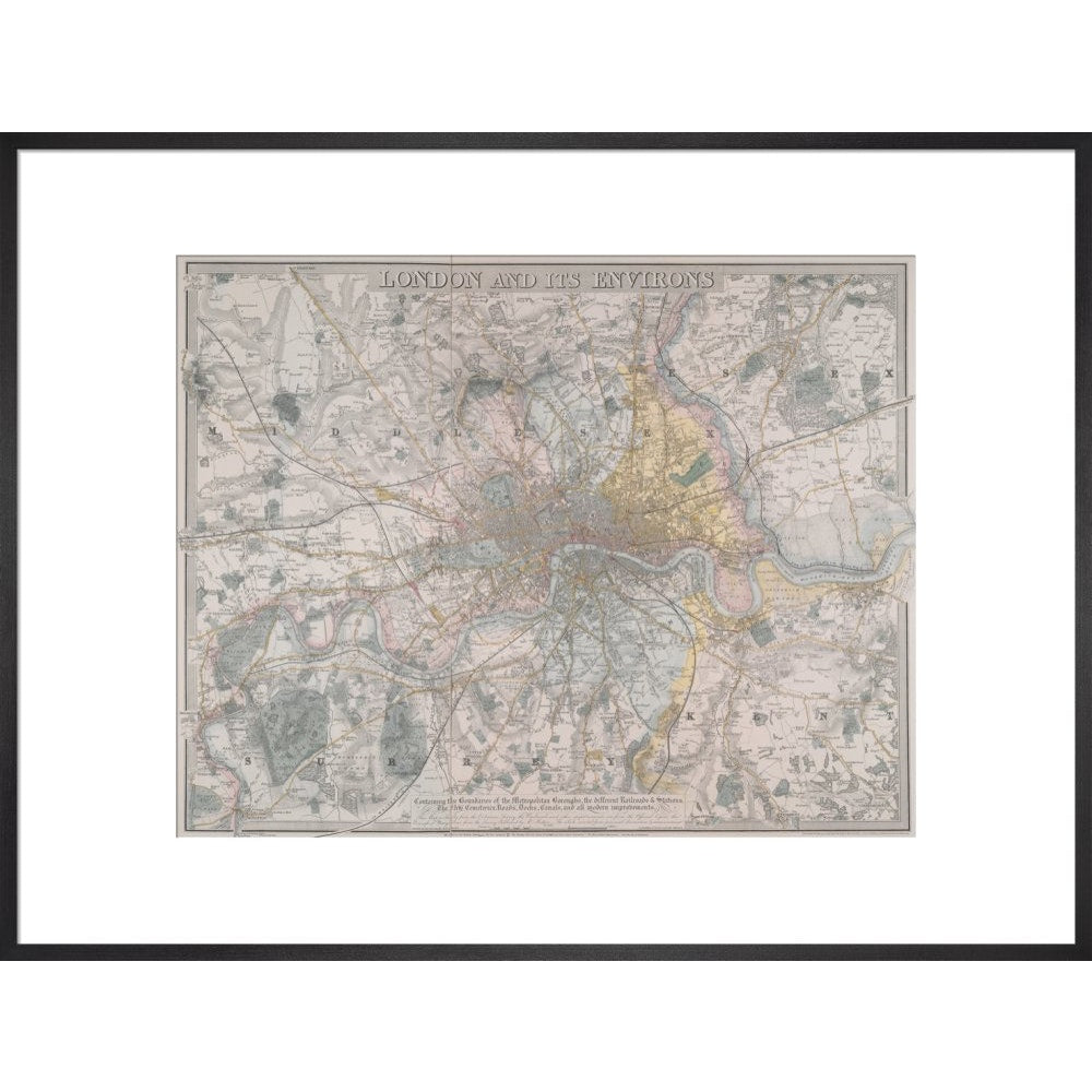 Map of London print in black frame