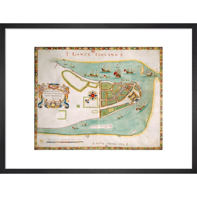 Map of New York or New Amsterdam print in black print