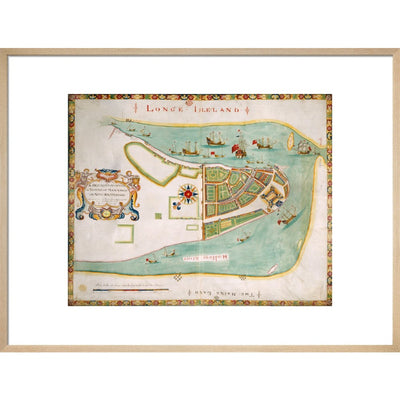 Map of New York or New Amsterdam print in natural frame