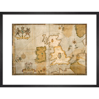 Map of the Spanish Armada and the British Isles print in black frame