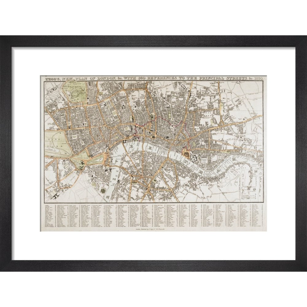 Plan of London print in black frame