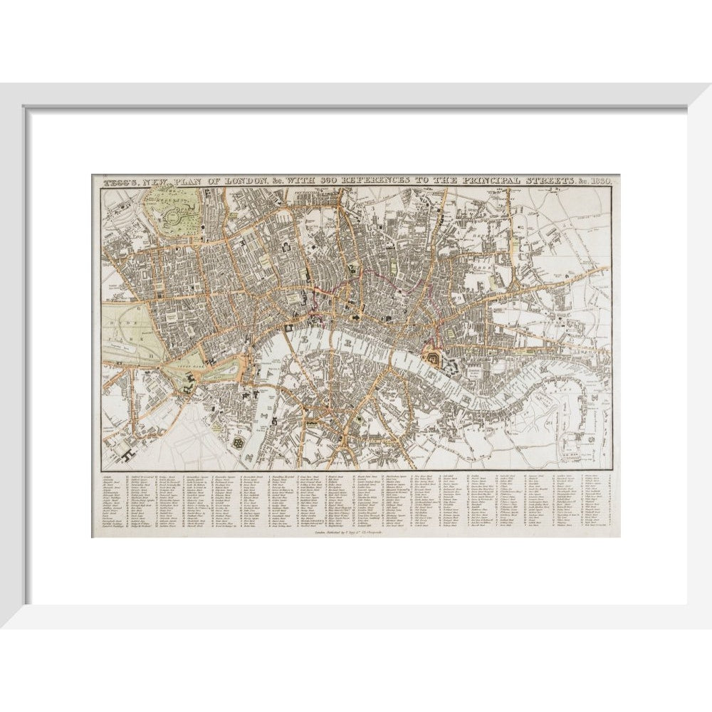 Plan of London print in white frame