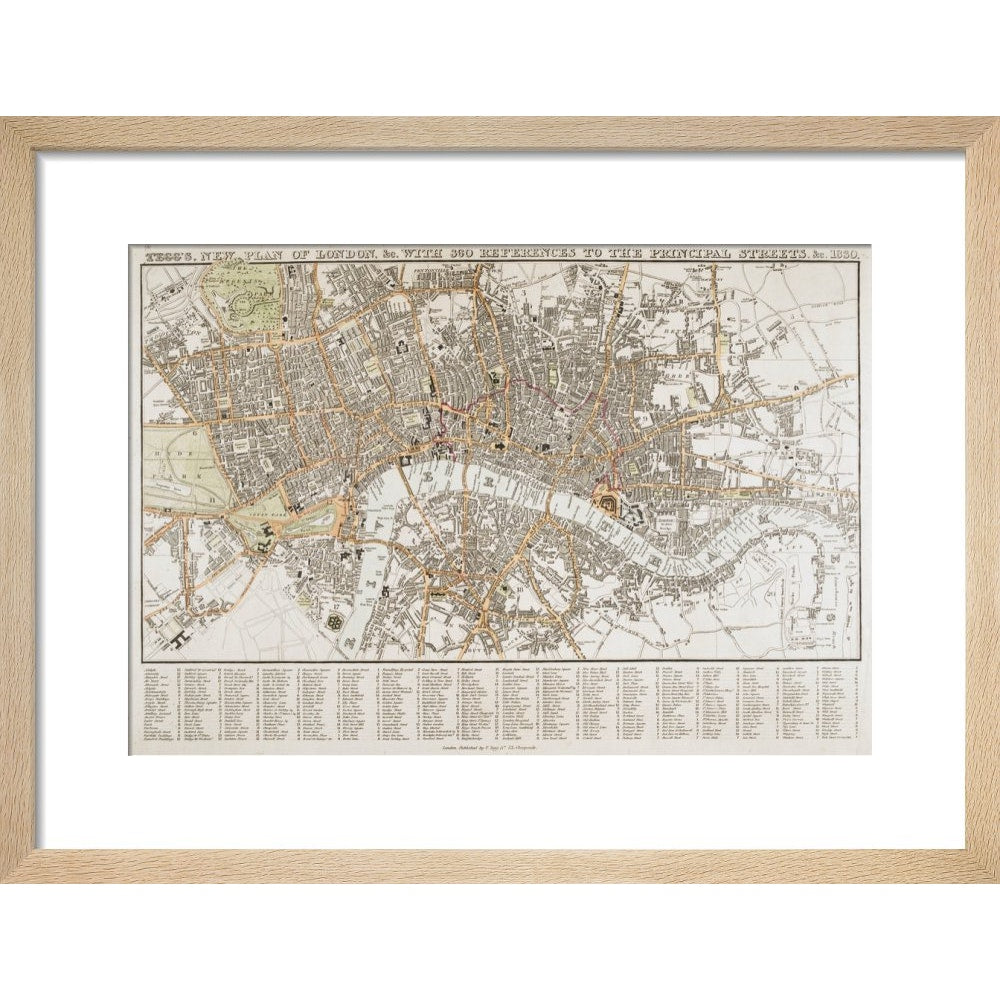 Plan of London print in natural frame