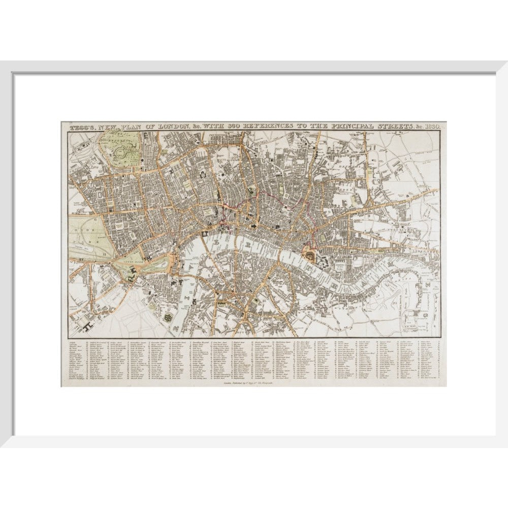 Plan of London print in white frame