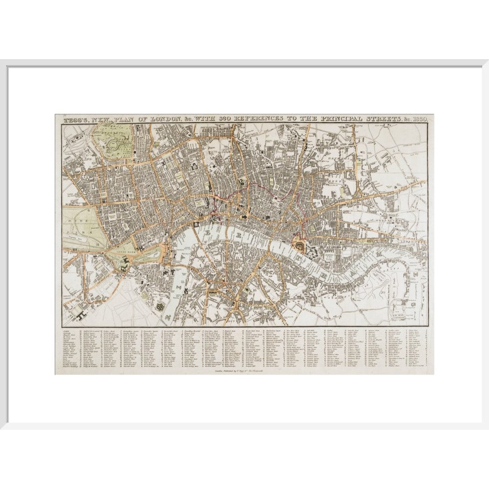 Plan of London print in white frame