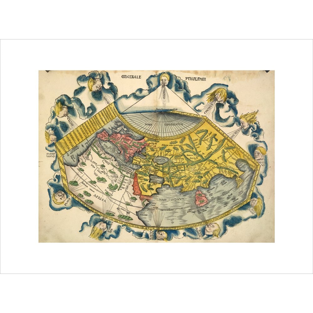 Ptolemic World Map print unframed