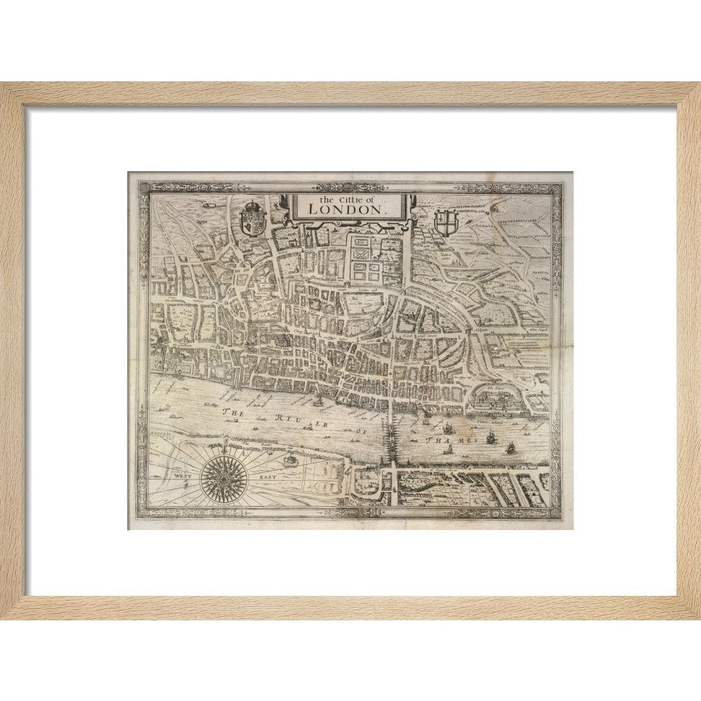 The Cittie of London print in natural frame