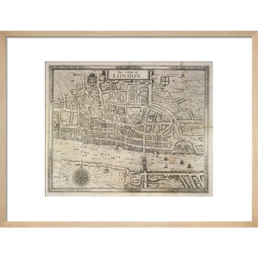 The Cittie of London print in natural frame