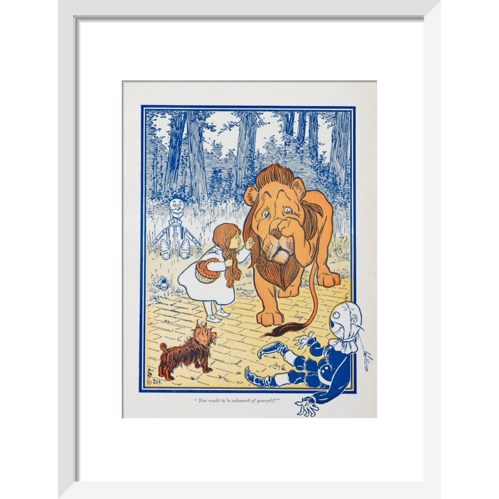 The Cowardly Lion print in white frame