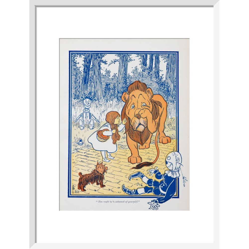 The Cowardly Lion print in white frame