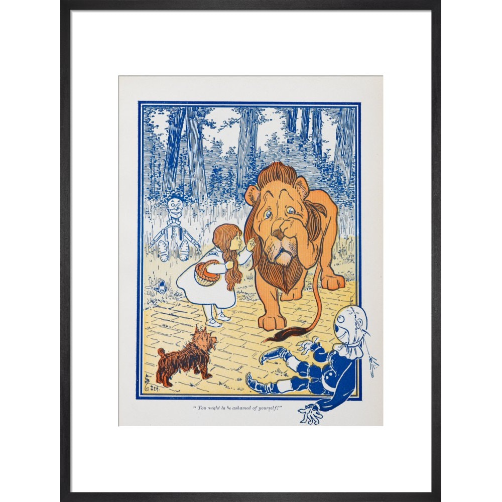 The Cowardly Lion print in black frame