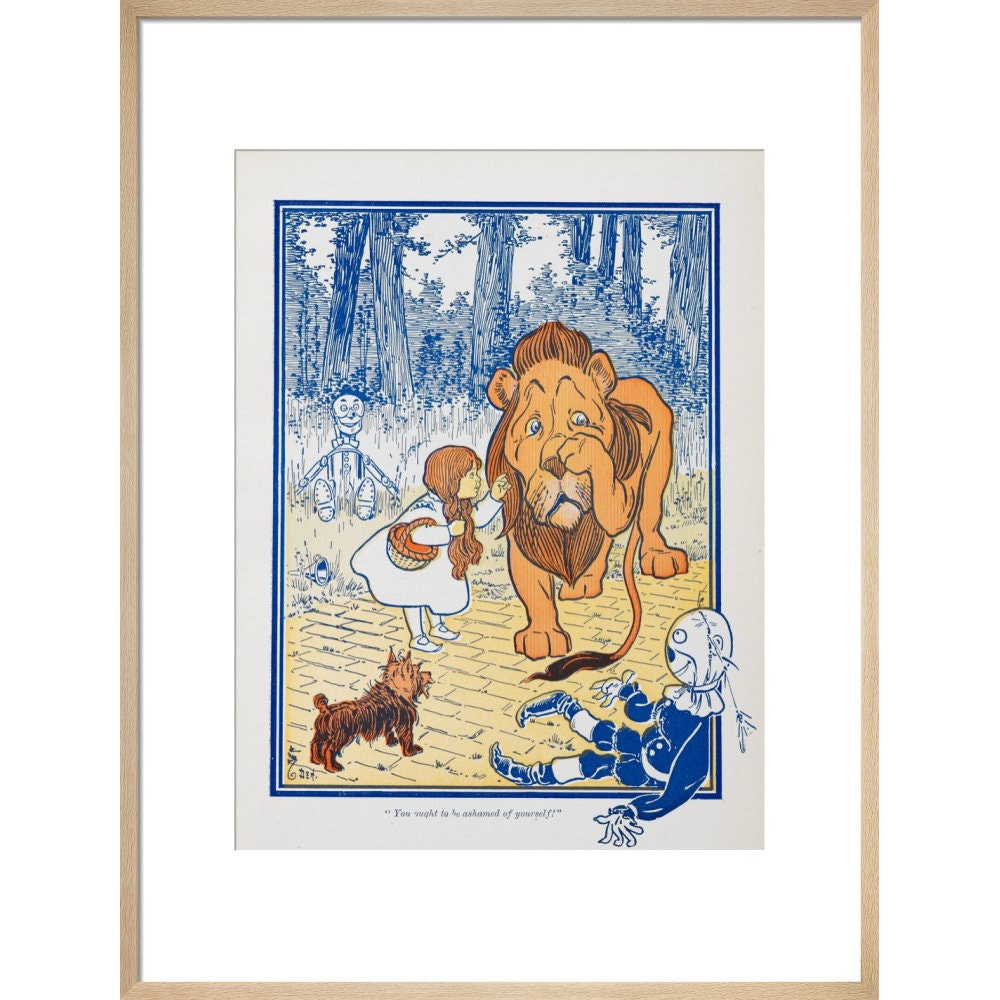 The Cowardly Lion print in natural frame