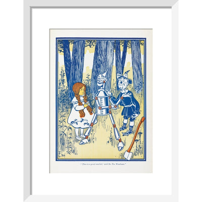 Dorothy, Tin Woodman and the Scarecrow print in white frame