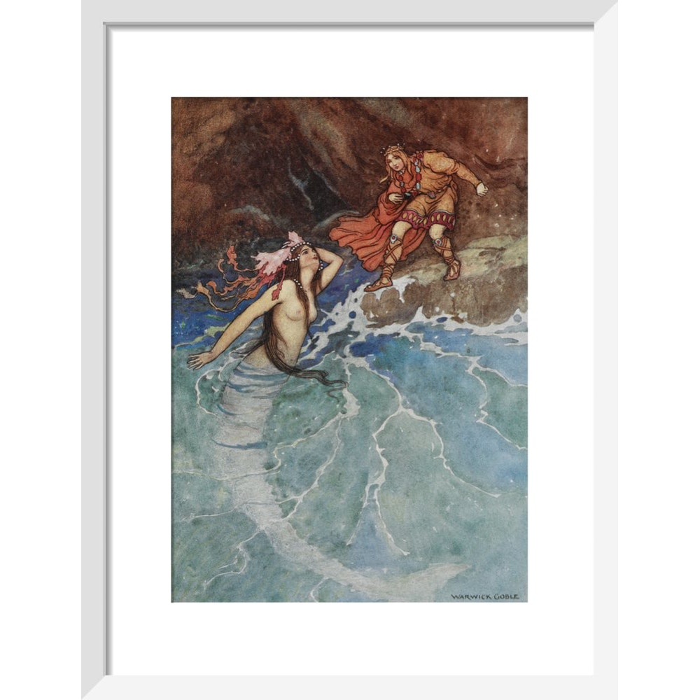 Mermaid print in white frame