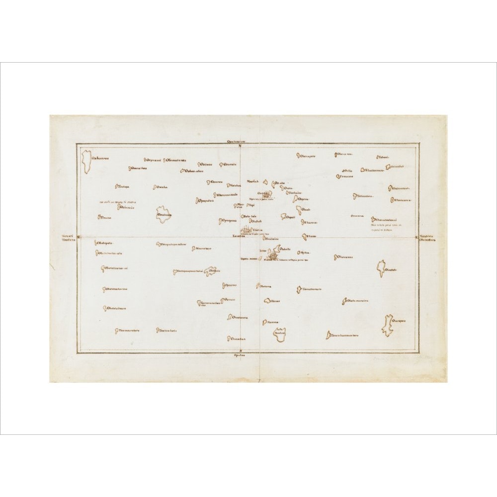 Chart of the Society Islands print unframed