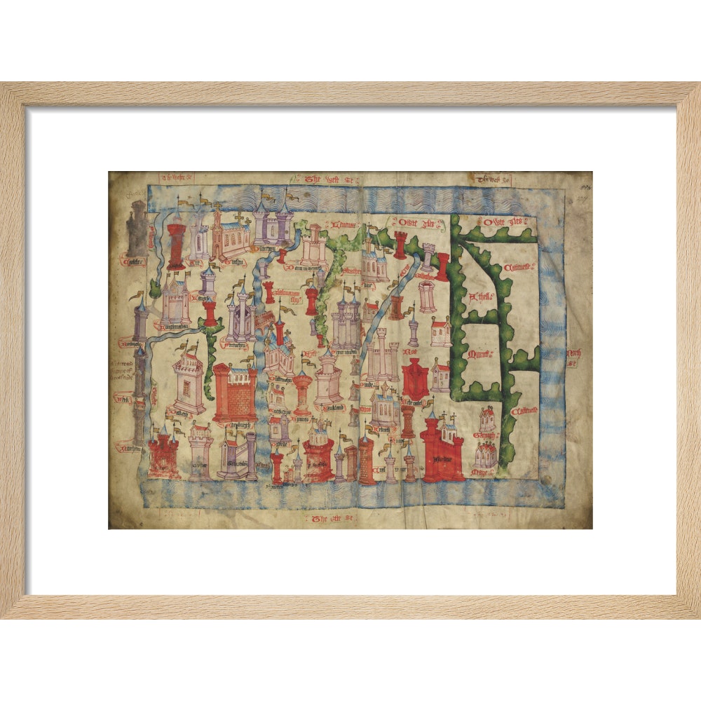 Hardyng's Map of Scotland print in natural frame