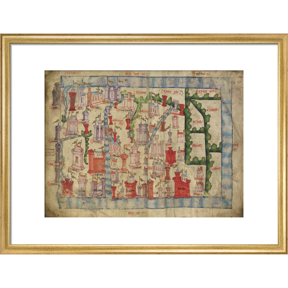 Hardyng's Map of Scotland print in gold frame