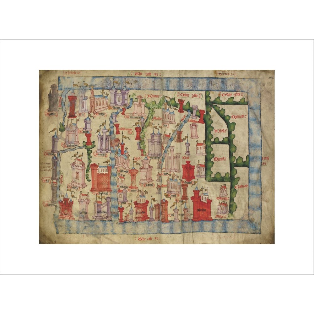 Hardyng's Map of Scotland print unframed