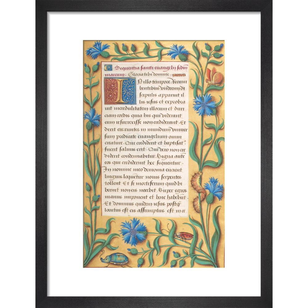 Book of Hours print in black frame