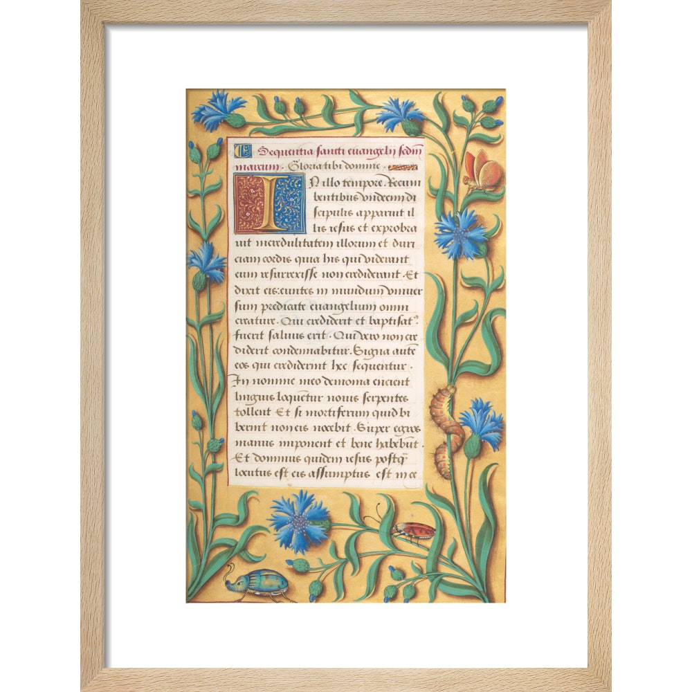 Book of Hours print in natural frame