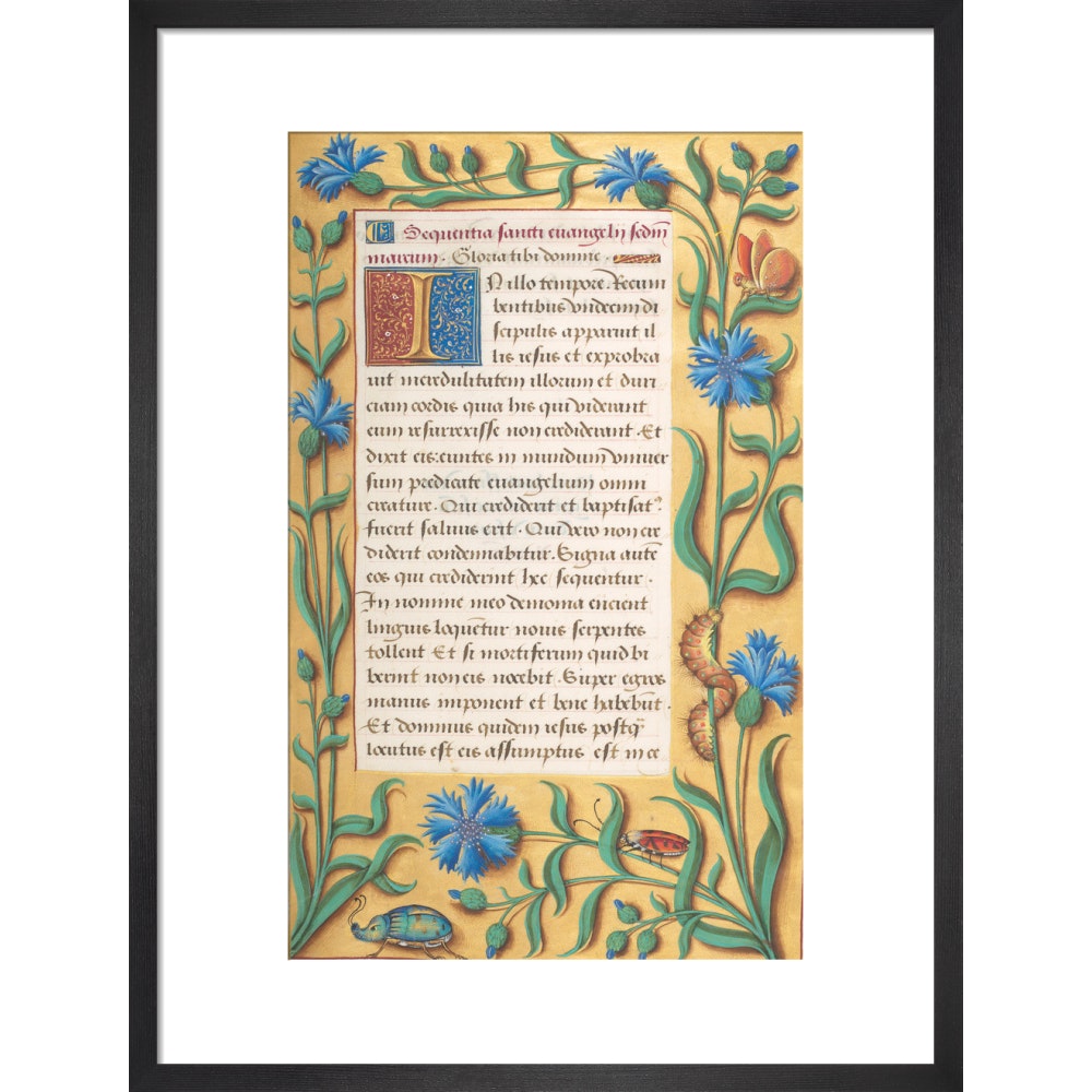 Book of Hours print in black frame