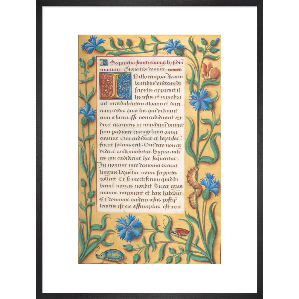 Book of Hours print in black frame