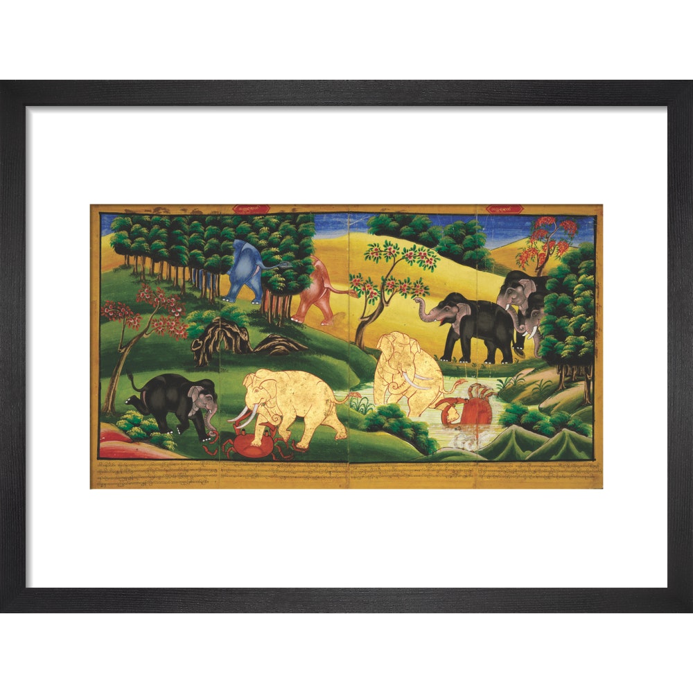 Scenes from the Jatakas print in black frame