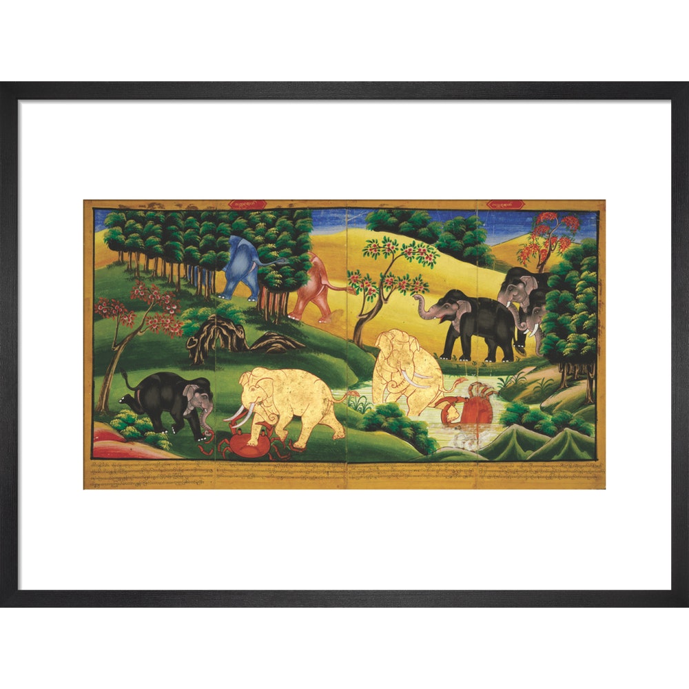 Scenes from the Jatakas print in black frame
