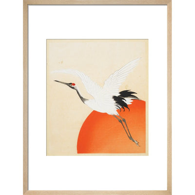 Flying Crane print in natural frame