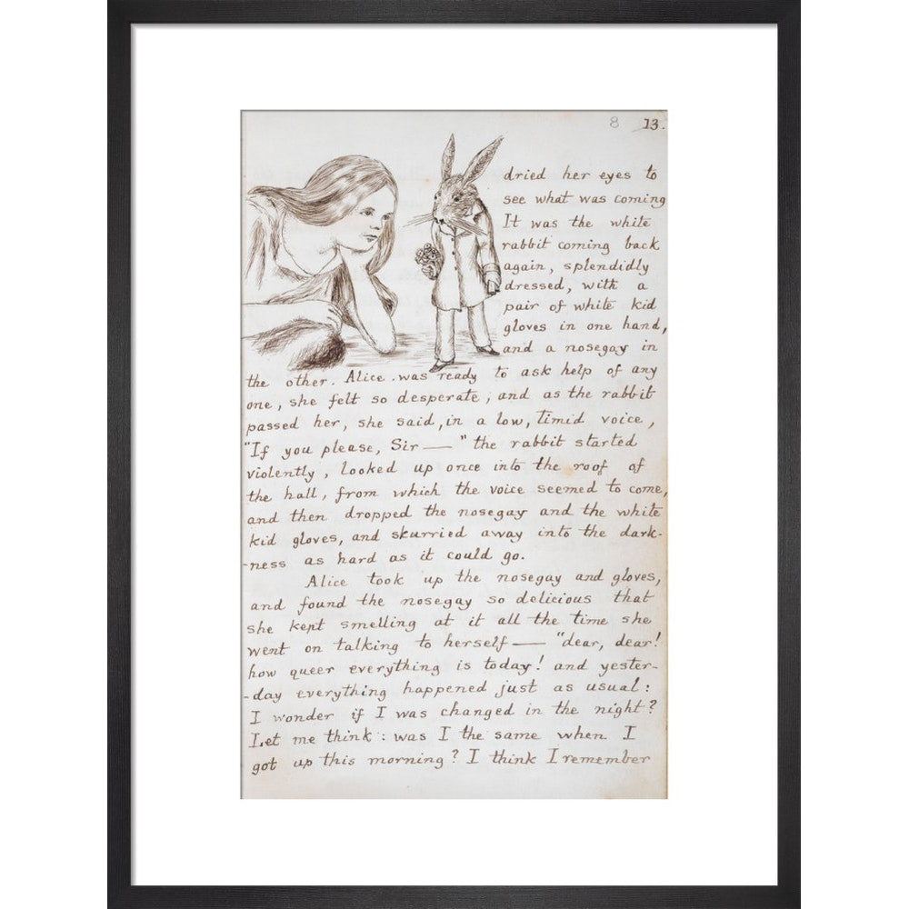 Alice and the White Rabbit print in black frame