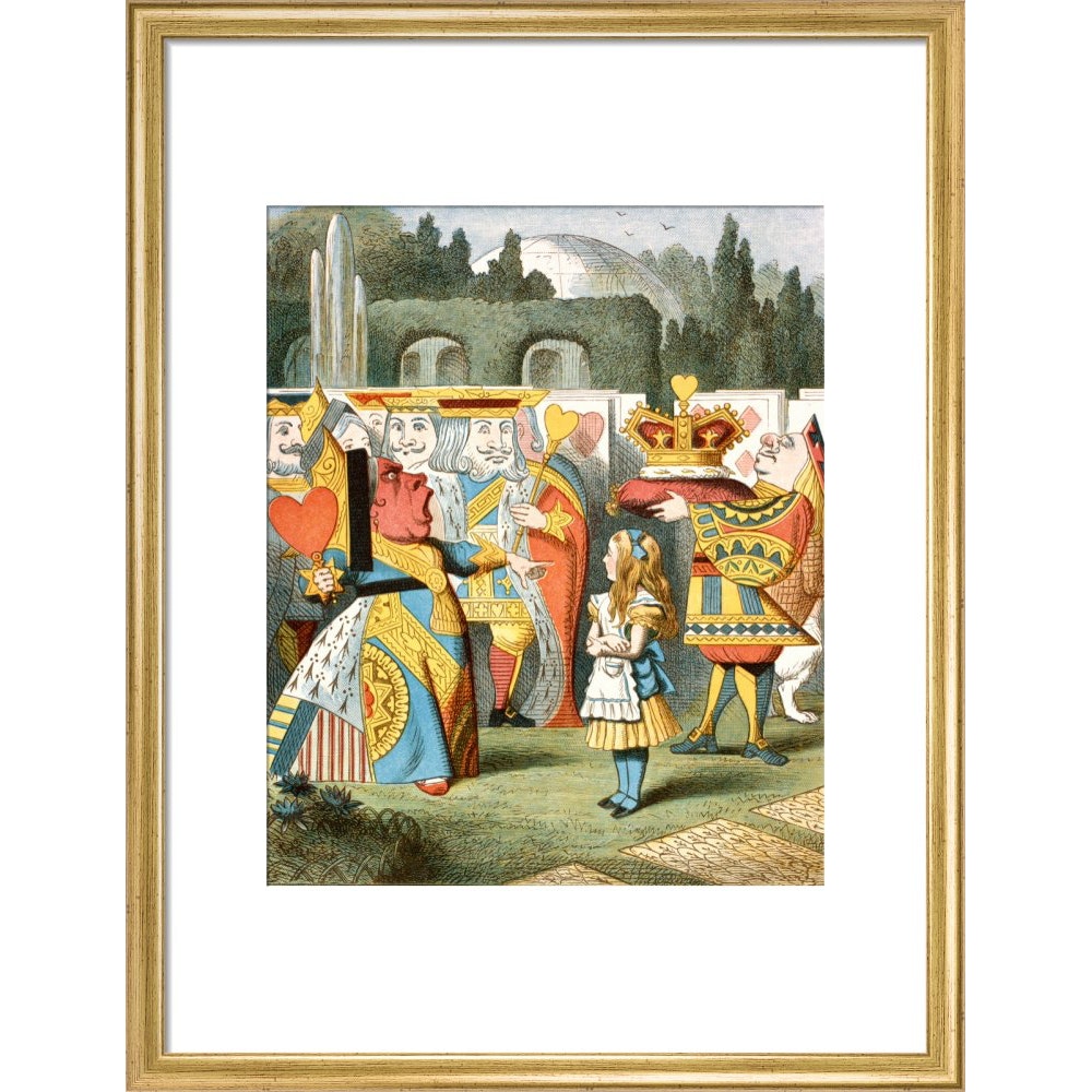 The angry Queen of Hearts print in gold frame