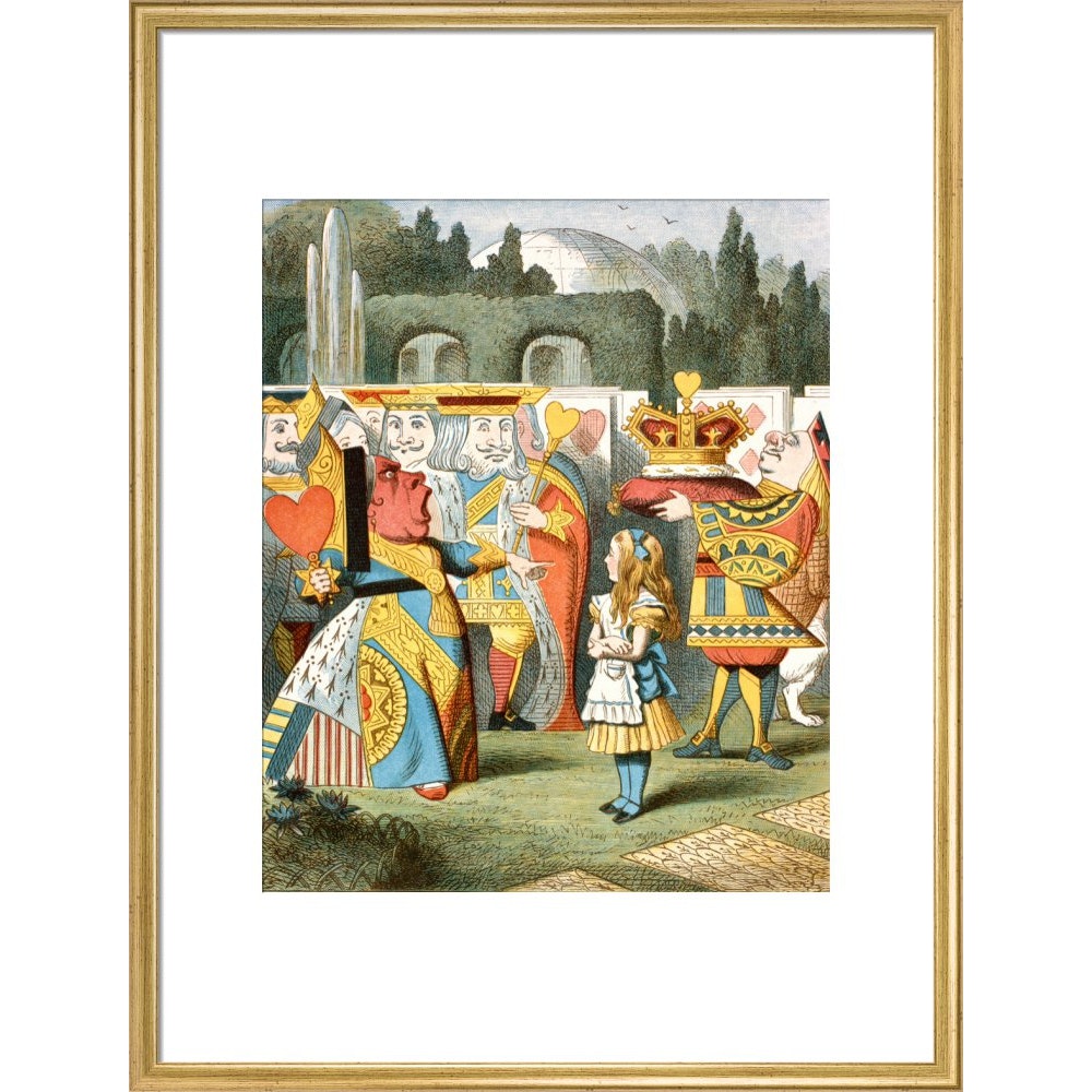 The angry Queen of Hearts print in gold frame