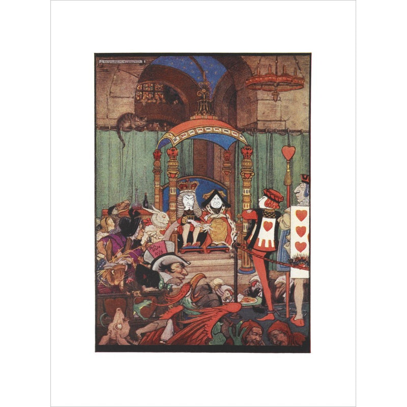 The King and Queen of Hearts upon their throne at court print