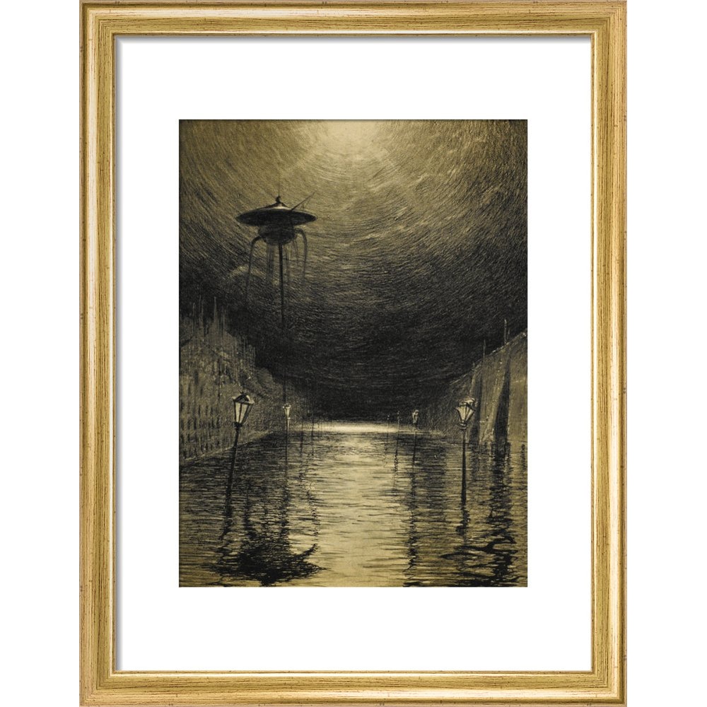 The Flooded City print in gold frame